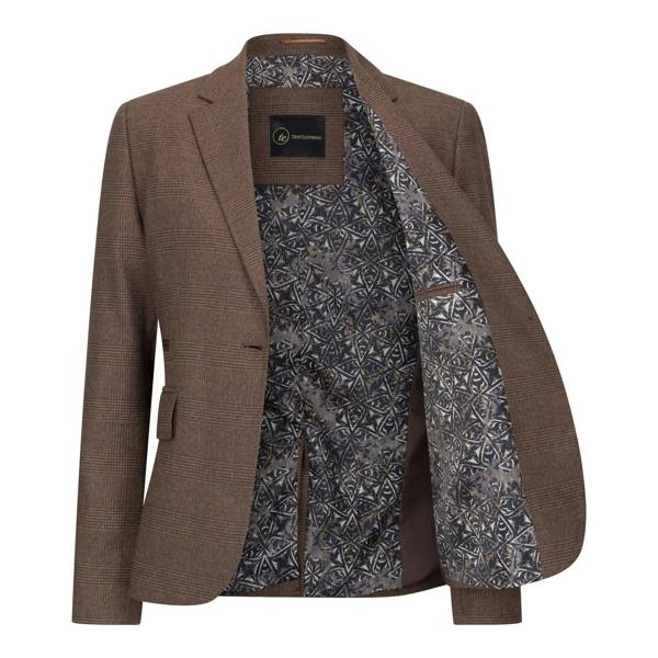 TruClothing Women's Brown Three-Piece Tailored Fit Suit in Prince of Wales Check