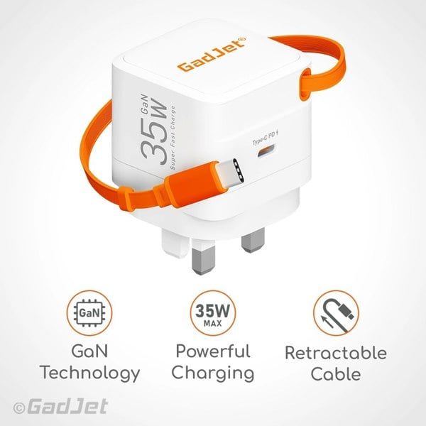 GadJet Retractable GaN Rapid Power Adapter