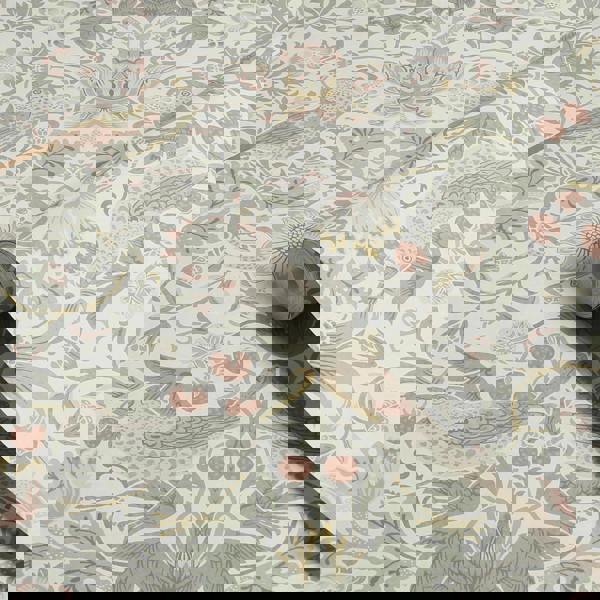 William Morris At Home Strawberry Thief Wallpaper | Sage & Pink