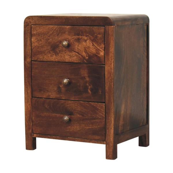 Artisan Furniture Solid Wood California Walnut Naya Bedside, 3 Drawers, Brown