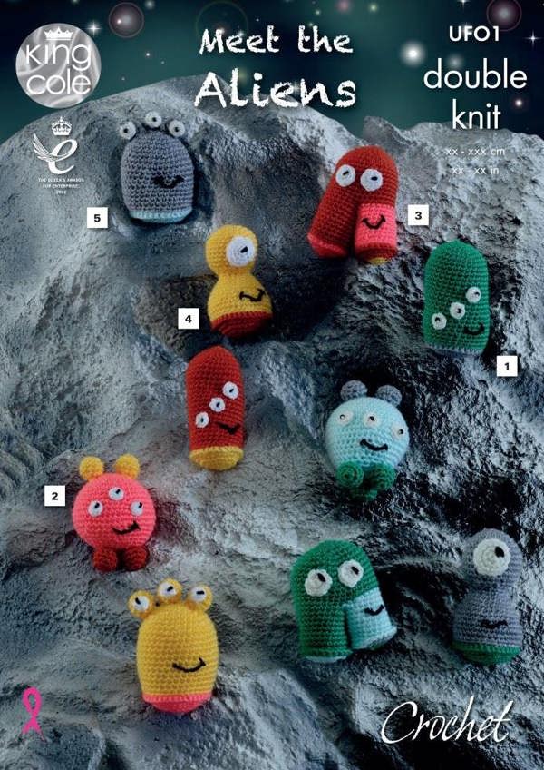 King Cole Dollymix Crochet Pattern UFO1, Toys - Intermediate