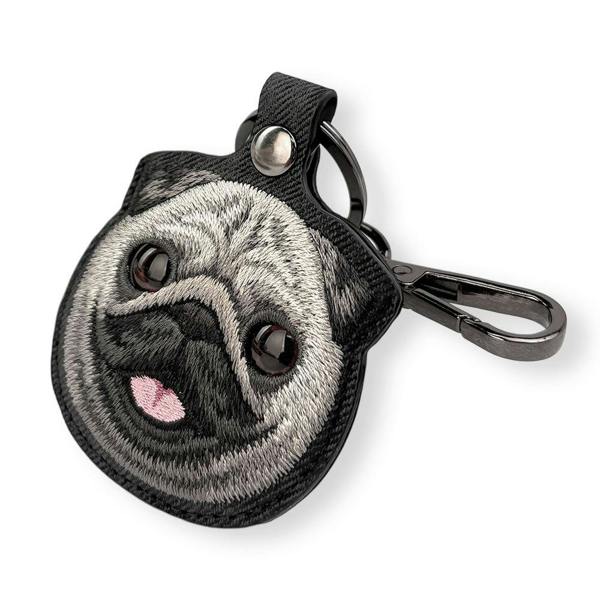 Nimmy Friends Nimmy Big Eye Cute Pet Pug Dog Face Airtag Keychain Black - N-XDY-YSK-09-A
