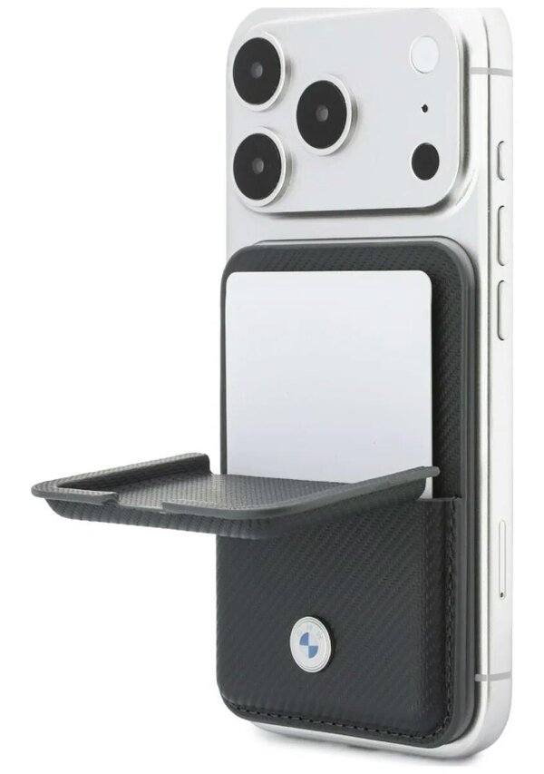 BMW Carbon Metal Logo Magnetic Card Holder with Stand Anthracite - BMOWMCS26PTKLG
