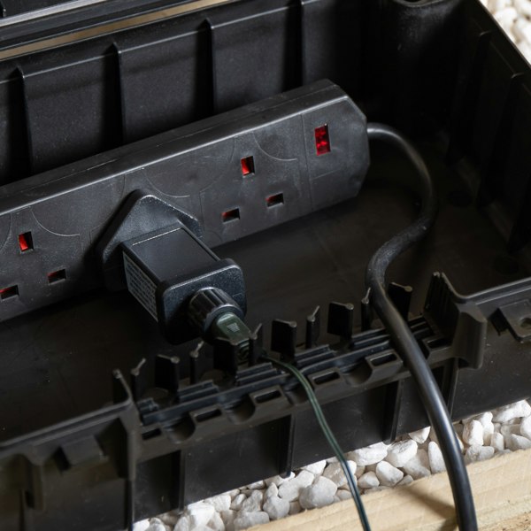Samuel Alexander 34cm x 21cm Large Black Outdoor Weatherproof Connection Box with Extension Cable