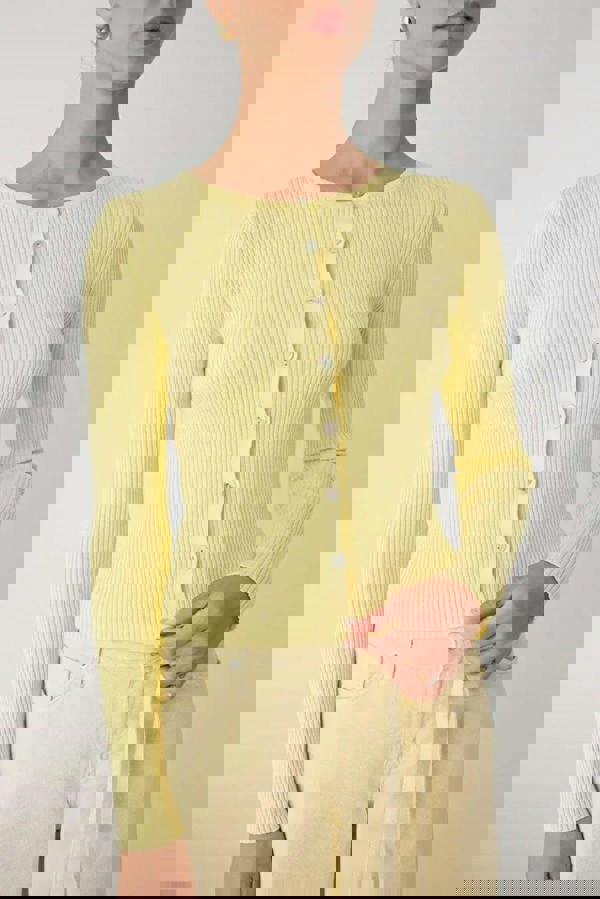 WOVCOR Mercerized Look Ribbed Knit Cardigan