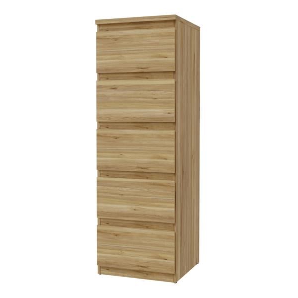 Edmore 5 Drawer Tall Narrow Chest in Mauvella Oak