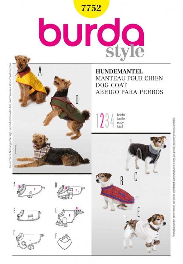 Burda Sewing Pattern 7752 Coats For Pets - Easy