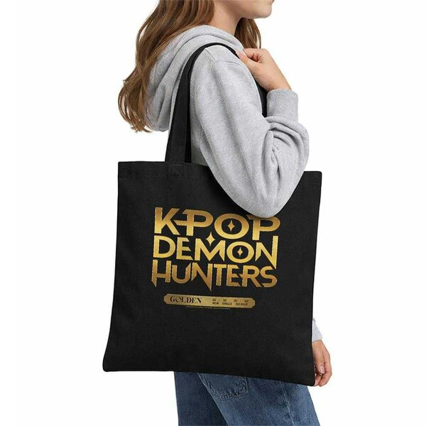 K-Pop Demon Hunters Golden Tour Countdown Reusable Tote Bag - Black