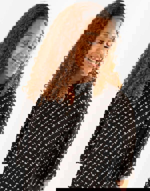 Barbie Womens Black Logo Oversized Short Sleeved T-Shirt