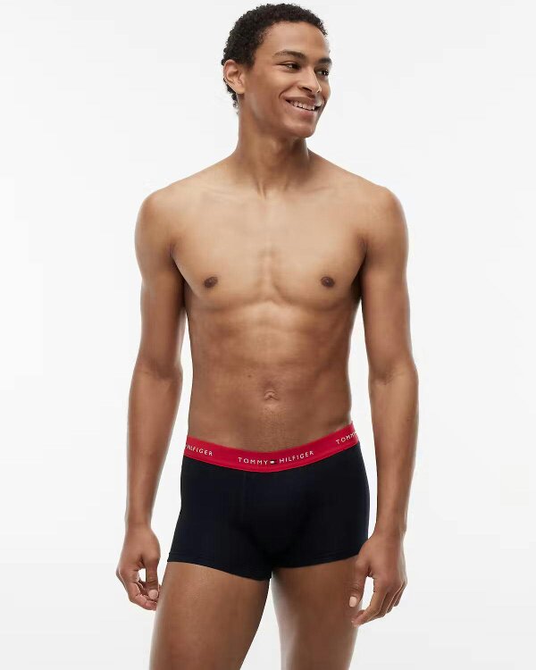 Tommy Hilfiger 3-Pack Logo Waistband Mens Trunks - Primary Red/White/Desert Sky