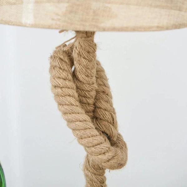 Close-up of twisted rope lamp stem connecting to the rope base platform