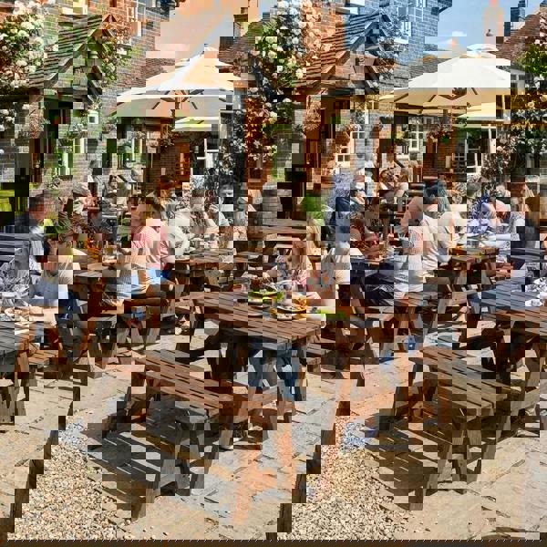 Arbor Garden Solutions Victoria Space Saving Picnic Table and Benches Set - Rustic Finish