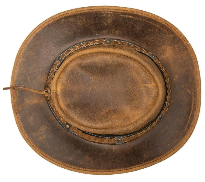Infinity Leather Cowboy Aussie Real Leather Hat Australian Black Western Outback Bush Hat