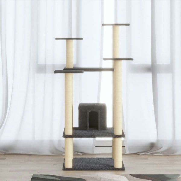 Berkfield Cat Tree with Sisal Scratching Posts Dark Grey 110 cm