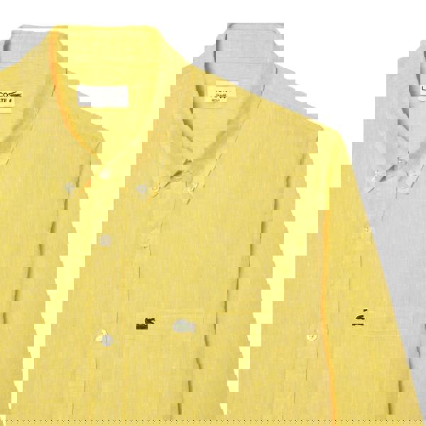 Lacoste Mens Linen Regular Shirt - Yellow - 