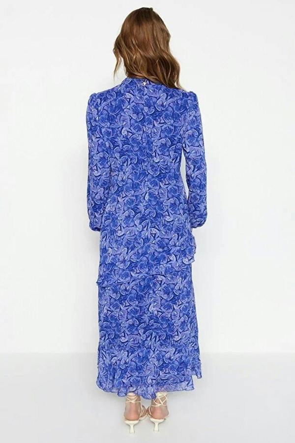 WOVCOR Ruffled Lined Woven Chiffon Dress