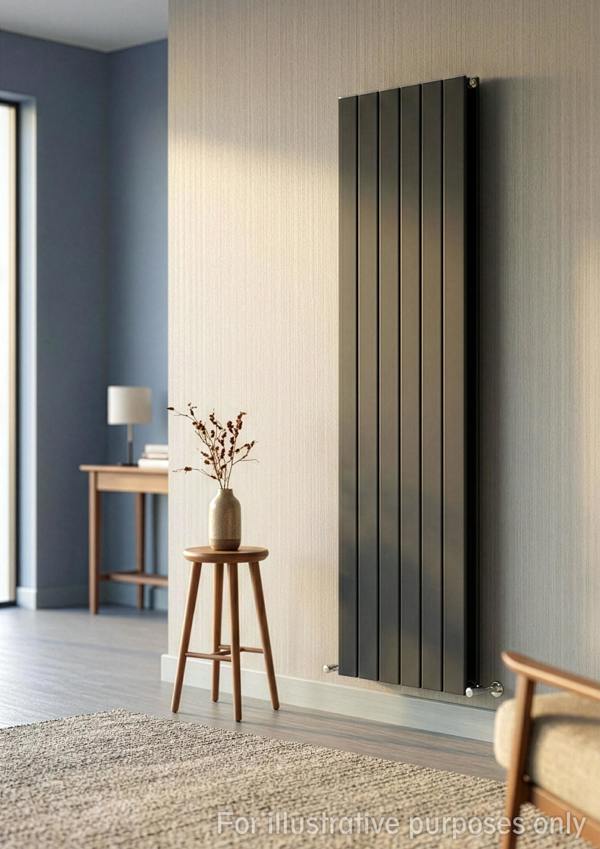 MYHOMEWARE 305mm x 1800mm Double Aluminium Panel Radiator in Anthracite Grey - Model Lena - Wall-mounted