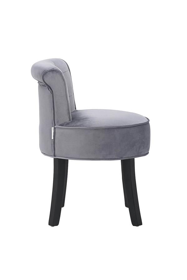 Living and Home Grey Modern Velvet Upholstered Dressing Footstool with Black Legs