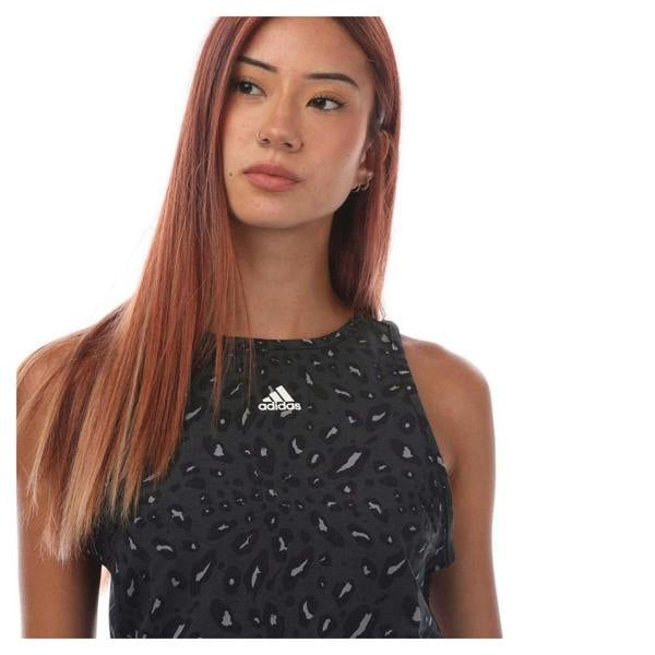 Adidas Womens/Ladies Animal Print Cropped Tank Top - Grey/Black - 