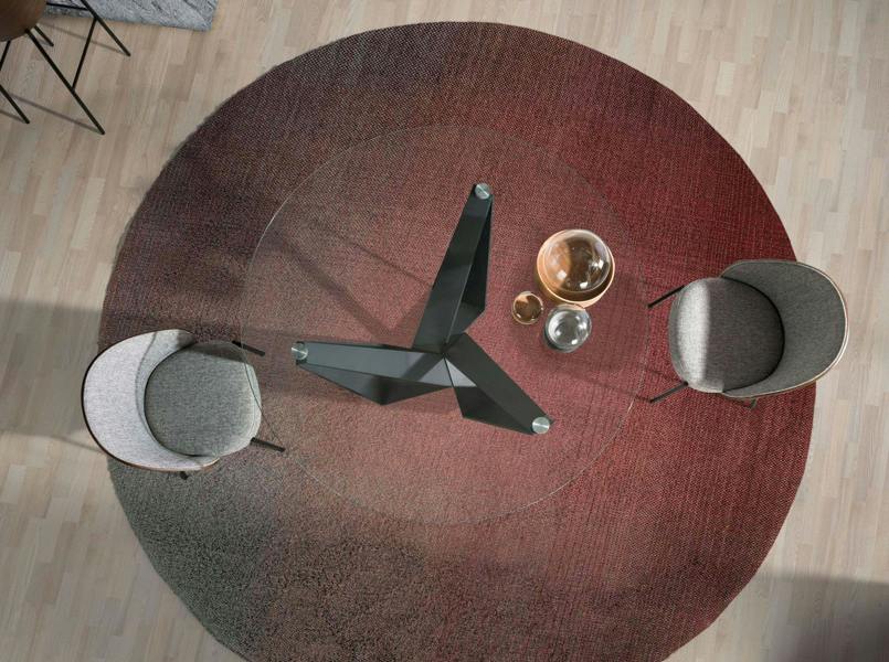 Angel Cerdá Round tempered glass and black steel dining table 1045