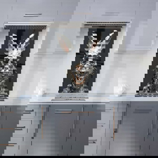 Warren Reed - Designer Funky Rabbit Face With Glasses Kitchen Splashback