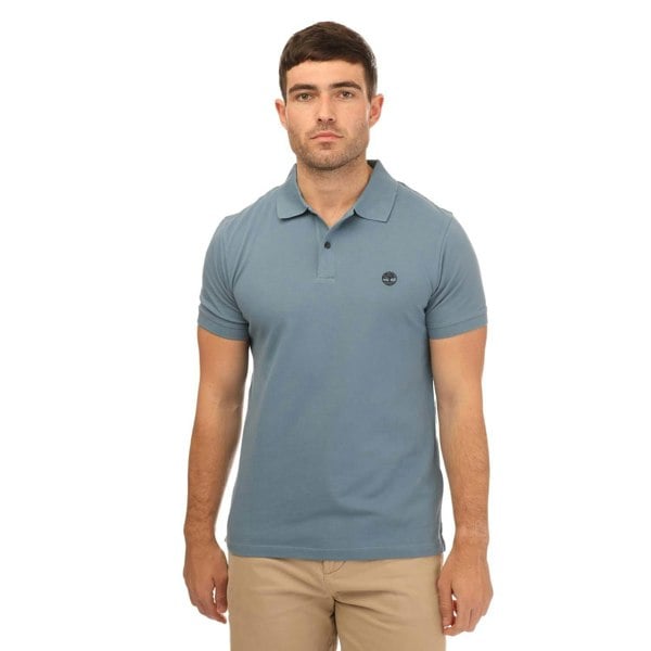 Timberland Mens Millers River Pique Short-Sleeved Polo Shirt - Steel Blue