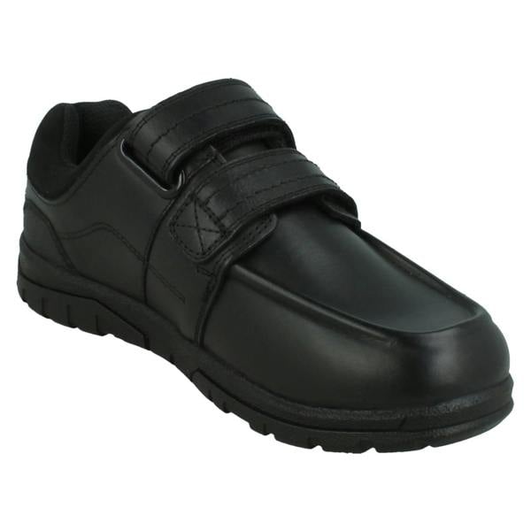 Spot On Boys Double Strap Black Leather School Shoes N1153