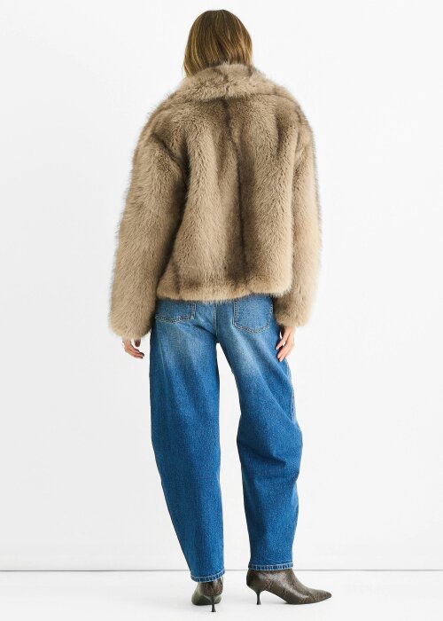 Gini London Camel Ombre Lapel Faux Fur Jacket