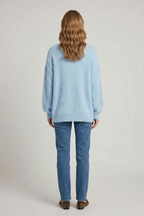 Blue | Soft Textured Long Sleeve Jumper

