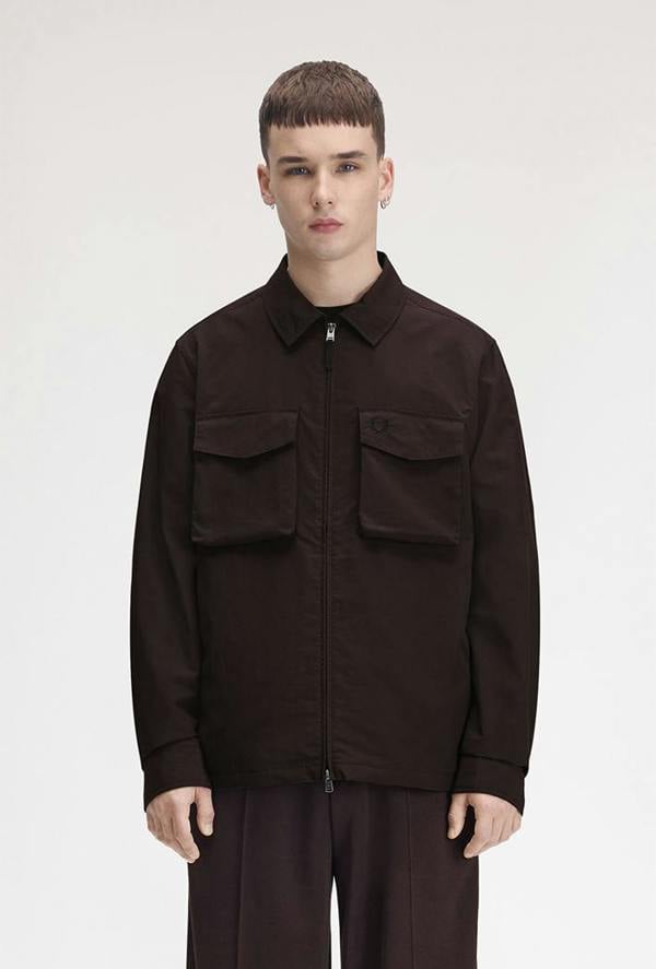 Fred Perry Ripstop Pocket Overshirt - Brown