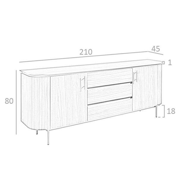 Angel Cerdá Sideboard walnut and golden polished steel 3228