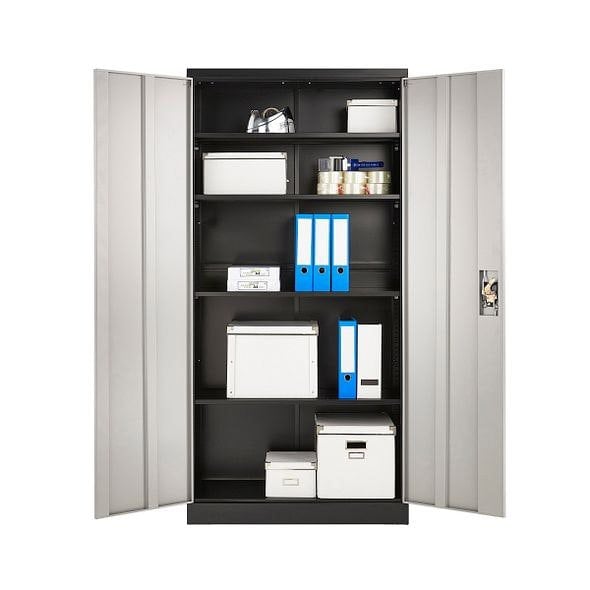 MMT Furniture Designs Stainless Steel Filing cabinet with 4 shelves - 2 Door Lockable Filing Cabinet