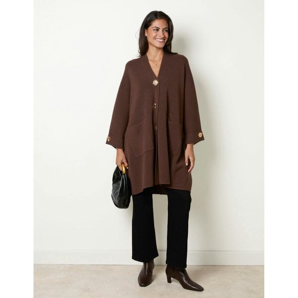 Blue Vanilla Gold Button Heavy Knit Cardigan