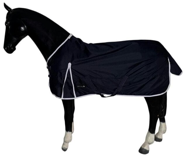 eQuitack 600D Outdoor Winter Lightweight Waterproof Horse Turnout Rug 0g No Fill Regular Neck Nylon Lined Double Buckle Navy/White