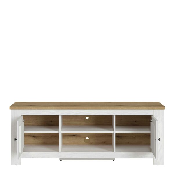 Wyld Haus Tipsyfern 154cm White and Natural Oak Wood 2 Door TV Unit