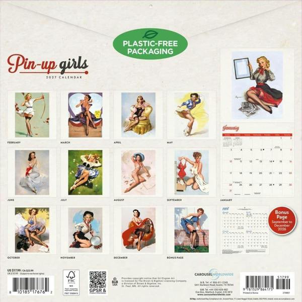 Pin-Up Girls Calendar 2027 (vintage glamour illustrations by Gil Elvgren)