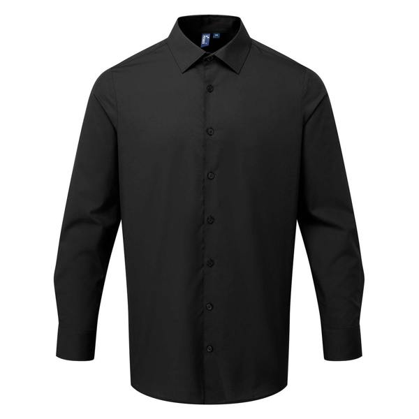 Premier Mens Poplin Long-Sleeved Formal Shirt - Black