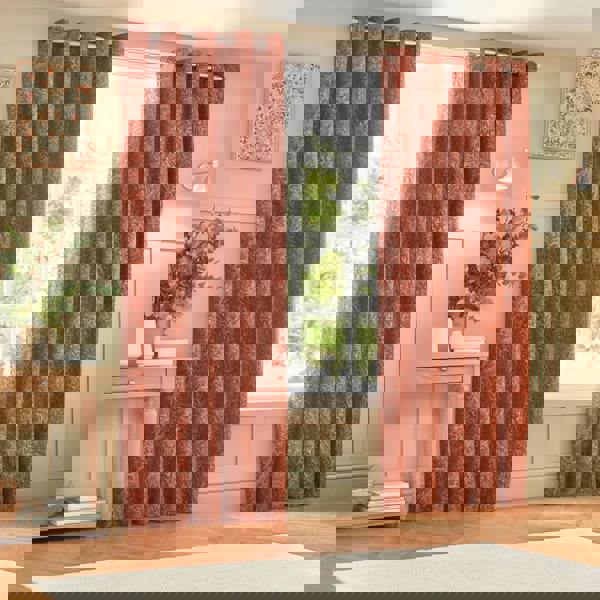 Wylder Nature Grantley Jacquard Eyelet Curtains - Brick