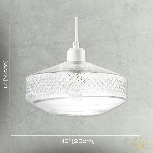 Clear Glass Pendant Lighting Shade with Strip of 3D Shaped Diamonds Image 7