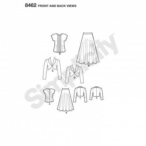 Simplicity Sewing Pattern 8462, Jackets, Skirts, Tops, Vintage Style for Women, H5 (6-8-10-12-14) - Intermediate