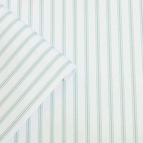 Laura Ashley Farnworth Stripe Wallpaper - Sage Green - 10m