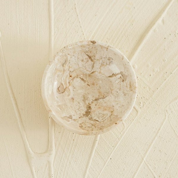 Marble trinket dish for jewellery beige onyx black genuine stone