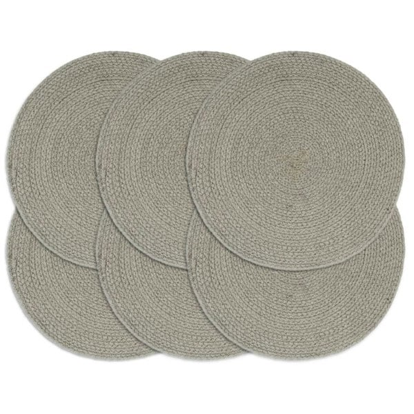 Berkfield Placemats 6 pcs Plain Grey 38 cm Round Cotton