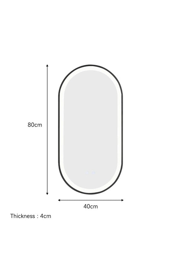 Living and Home Modern Oval LED Wall Mirror Metal Framed