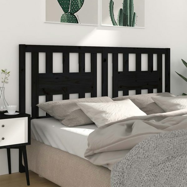 Berkfield Headboard Black 206x4x100 cm Solid Wood Pine