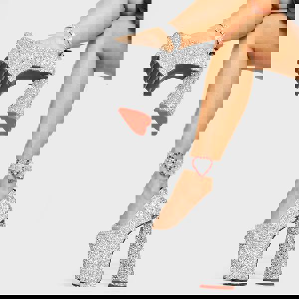 Lamoda Shimmer Silver Glitter Flats Chic Stylish Sparkle Shoes for Women