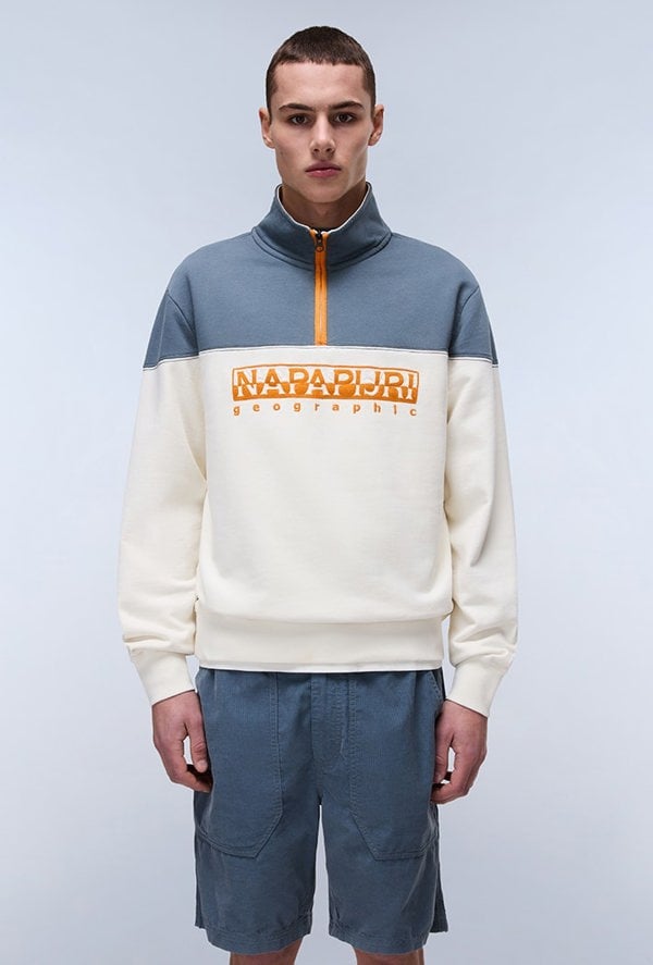 Napapijri Men's Saturnia 1/2 Zip Sweatshirt - Blue / Cream
