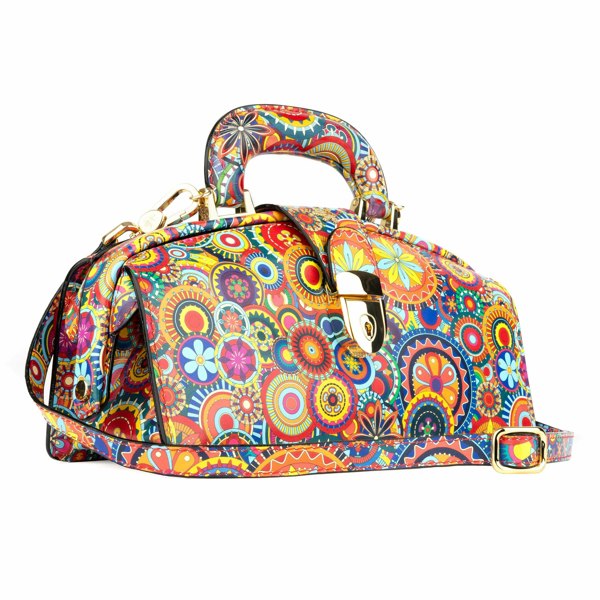 Embassy London Gazelle - Signature Print - Women's bowling bag with handle and strap