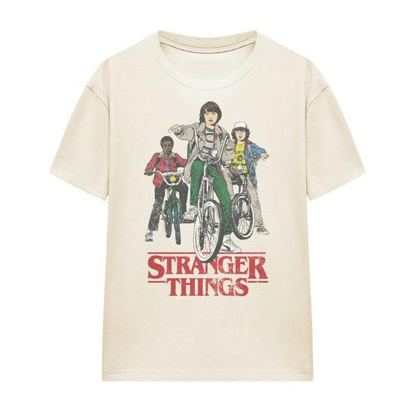 Stranger Things Womens Hawkins Bike Riders T-Shirt - Natural