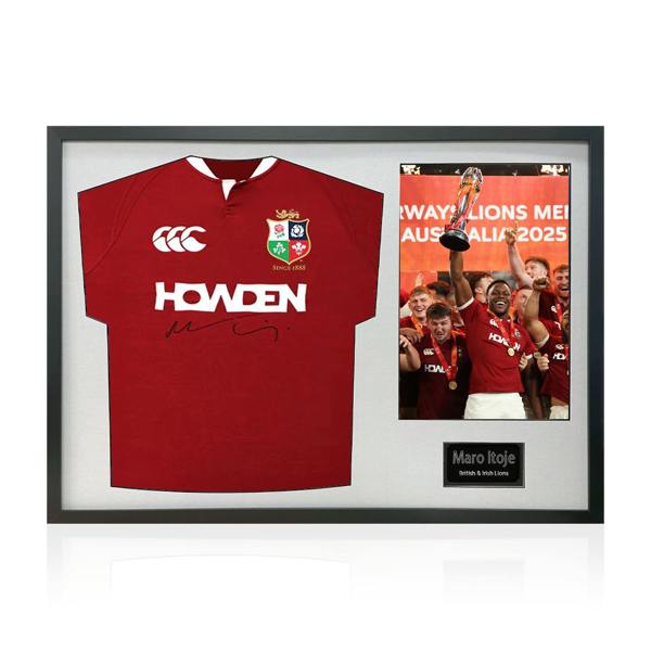 Maro Itoje Signed British & Irish Lions 2025 Shirt Classic Frame